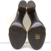 Saint Laurent Bianca Knot Mules Mustard Yellow Leather Size 36.5 Slide Sandals