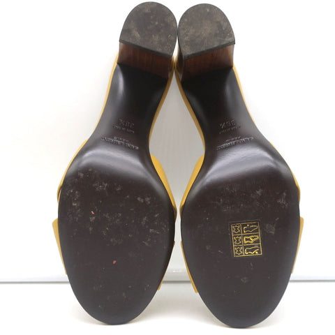 Saint Laurent Bianca Knot Mules Mustard Yellow Leather Size 36.5 Slide Sandals