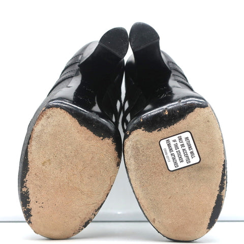 Louis Vuitton Ball Whip Crisscross Pumps Black Leather Size 35.5 Open Toe Heels