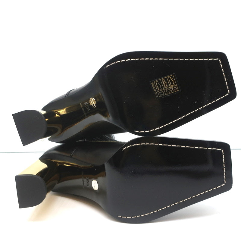 Proenza Schouler Gold Heel Chelsea Boots Black Leather Size 36.5 NEW
