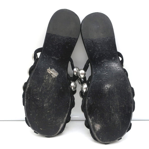 Alexander Wang Amelia Mules Black Studded Suede Size 37 Caged Sandals
