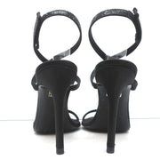 Pedro Garcia Ankle Strap Sandals Clara Black Crystal-Embellished Satin Size 37