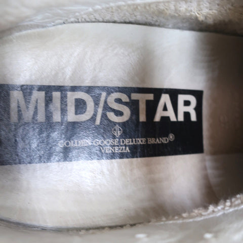 Golden Goose Mid Star Sneakers Off-White Leather & Purple Suede Size 37