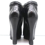 Camilla Skovgaard Saw-Sole Wedge Booties Black Leather Size 36 Ankle Boots