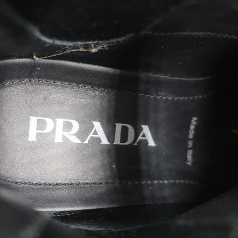 Prada Monolith Chelsea Boots Black Patent Leather Size 36