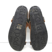 Pedro Garcia Crystal T-Strap Sandals Dark Brown Leather Size 37 Toe Ring Slides
