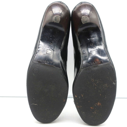 Lanvin Ankle Boots Black Patent Leather Size 41 Kitten Heel Booties