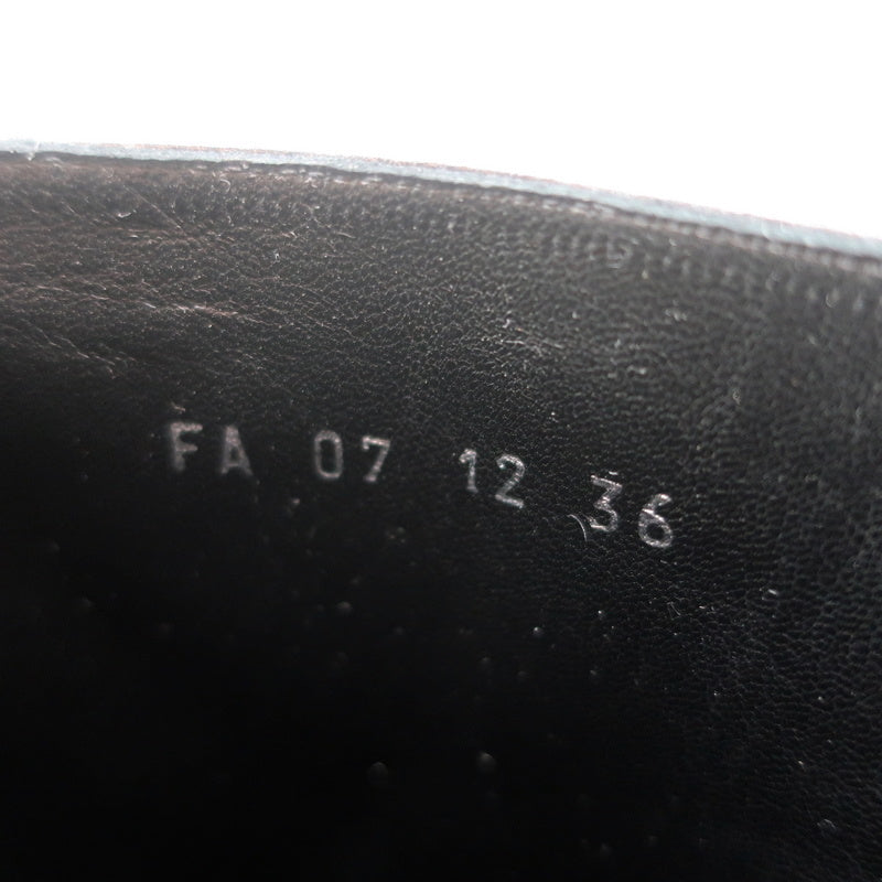 Christian Dior CD Chain Embellished Ankle Boots Black Leather Size 36 High Heel