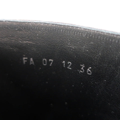 Christian Dior CD Chain Embellished Ankle Boots Black Leather Size 36 High Heel