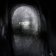 Maje Buckled Ankle Boots Black Studded Leather Size 37 Biker Boots