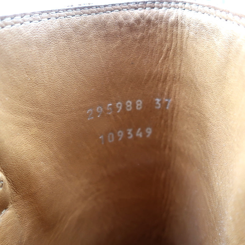 Gucci Riding Boots Brown Burnished Leather Size 37 Mid Calf Flat