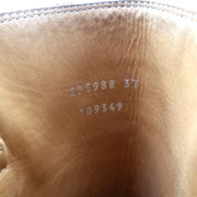 Gucci Riding Boots Brown Burnished Leather Size 37 Mid Calf Flat