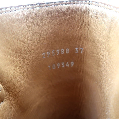 Gucci Riding Boots Brown Burnished Leather Size 37 Mid Calf Flat
