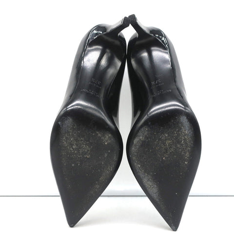 Saint Laurent Paris 80 Pumps Black Patent Leather Size 37.5 Pointed Toe Heels