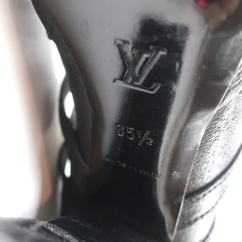Louis Vuitton Ball Whip Crisscross Pumps Black Leather Size 35.5 Open Toe Heels