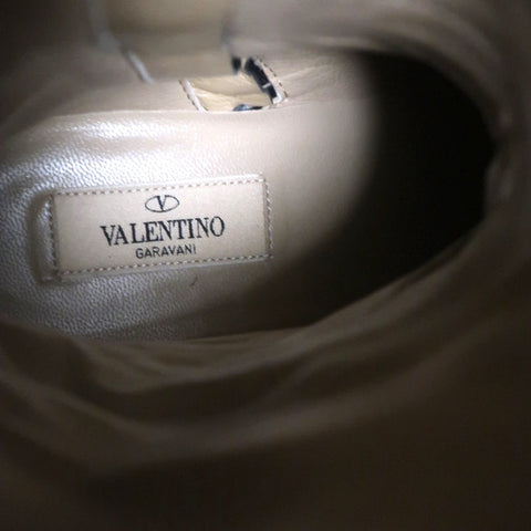 Valentino Ascot Ribbon Lace-Up Riding Boots Black Leather Size 37 Knee High Flat