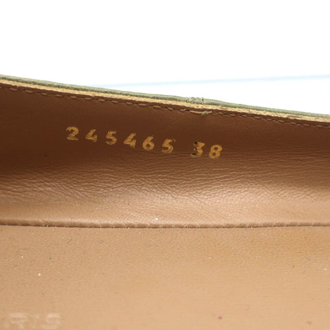 Balenciaga Brogue Studded Ballet Flats Sage Arena Leather Size 38