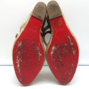 Christian Louboutin Delfin 120 Platform Espadrille Wedges Brown Ribbon Size 40