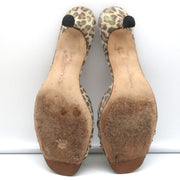 Manolo Blahnik Knot Slide Sandals Metallic Leopard Print Size 39.5 Kitten Heel