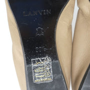 Lanvin Cap Toe Ballet Flats Taupe/Brown Two-Tone Leather Size 38.5