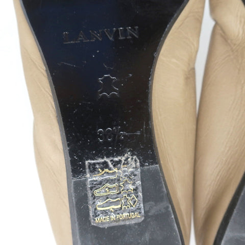Lanvin Cap Toe Ballet Flats Taupe/Brown Two-Tone Leather Size 38.5