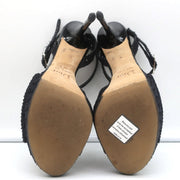 Christian Dior Platform Cut-Out Sandals Black Snakeskin & Patent Size 37.5