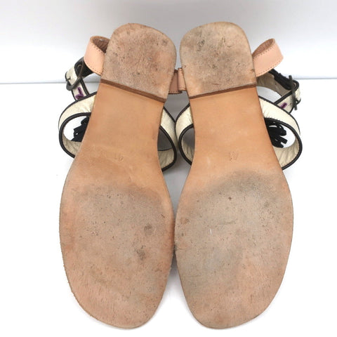 Meher Kakalia Tiki Sofia Tassel Sandals Beaded Embroidered Leather Size 41