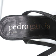 Pedro Garcia Ankle Strap Sandals Clara Black Crystal-Embellished Satin Size 37