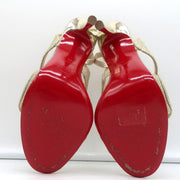 Christian Louboutin Vavazou Asymmetric Sandals Gold Glitter & Leather Size 38