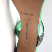 Manolo Blahnik Muluca Double-Band Slide Sandals Mint Snakeskin Size 38.5