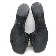 Anna Baiguera Crystal Fringe Slide Sandals Black Satin Size 38 Flat Mules