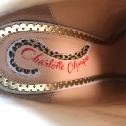 Charlotte Olympia Alba Star Ankle Boot Cream Crystal-Embellished Leather Size 38