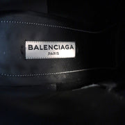 Balenciaga Metal Bar Ankle Boots Black Leather Size 38.5 Chunky Heel Booties