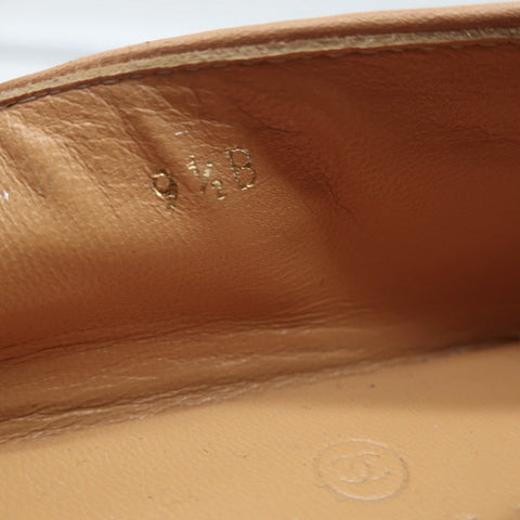 Laced Bow Ballet Flats Very Light Pink Canvas & Tan Leather Size 39.5