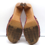 Moschino Cheap and Chic Bow Clog Sandals Leopard Print Size 40 High Heel Slides