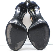 Fendi T-Strap Sandals Navy Suede & Leather Size 37.5 Peep Toe Heels