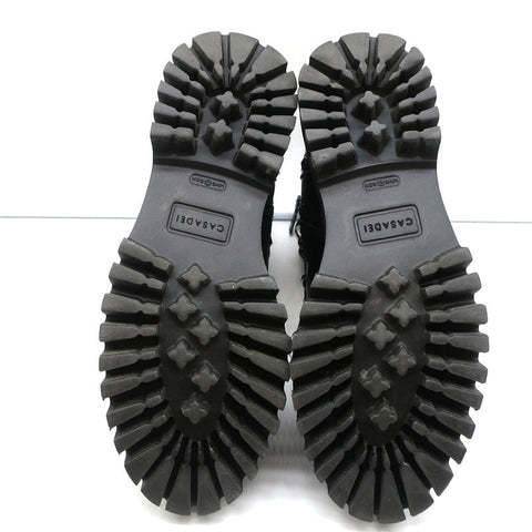 Casadei Chain Link Combat Boots Black Studded Leather Size 36.5