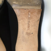 Manolo Blahnik Pascalare Knee High Boots Black Stretch Suede Size 38.5