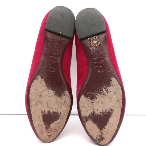 Alexander McQueen Sequin Skull Loafers Magenta Suede Size 37 Slip-On Flats