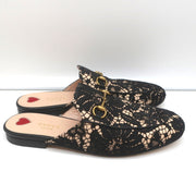 Gucci Princetown Horsebit Loafer Mules Black Lace Size 39