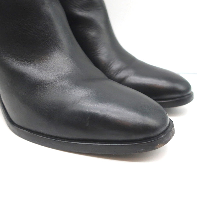 Balenciaga Metal Bar Ankle Boots Black Leather Size 38.5 Chunky Heel Booties