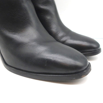 Balenciaga Metal Bar Ankle Boots Black Leather Size 38.5 Chunky Heel Booties