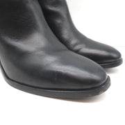 Balenciaga Metal Bar Ankle Boots Black Leather Size 38.5 Chunky Heel Booties