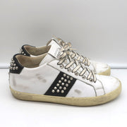 Leather Crown Iconic Stud Low Top Sneakers White & Black Leather Size 38