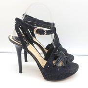 Christian Dior Platform Cut-Out Sandals Black Snakeskin & Patent Size 37.5