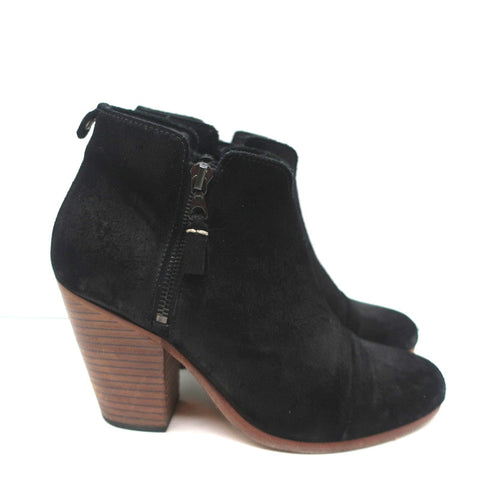 Rag & Bone Margot Side-Zip Ankle Boots Black Suede Size 37 High Heel Booties