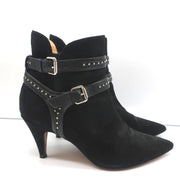 IRO Harness Ankle Boots Salix Black Studded Suede Size 37 Pointed Toe Booties