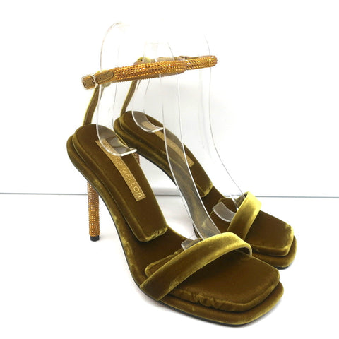 Tamara Mellon Stellar Sandals Topaz Crystal-Embellished Velvet Size 37 NEW