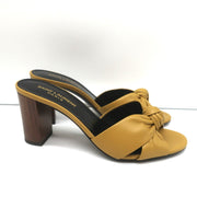 Saint Laurent Bianca Knot Mules Mustard Yellow Leather Size 36.5 Slide Sandals
