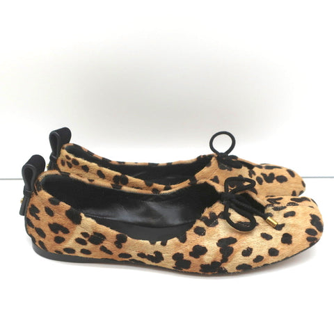 Frame Square Toe Ballet Flats Le Sunset Leopard Print Calf Hair Size 37.5